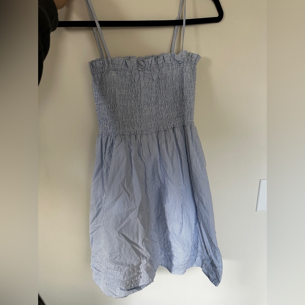American eagle blue white striped convertible spaghetti strap or strapless dress